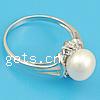 Pearl Sterling Silver Finger Ring, 925 Sterling Silver, with pearl & with cubic zirconia 