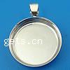 Brass Pendant Cabochon Setting, Flat Round, plated Inner Approx 20mm 