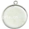 Brass Pendant Cabochon Setting, Flat Round, plated Approx 2.5mm, Inner Approx 20mm 