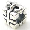 No Troll Thailand Sterling Silver European Beads, Cube, with ribbon bowknot decoration & without troll Approx 4.2-4.5mm 