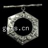 Zinc Alloy Toggle Clasp, Hexagon, plated, single-strand Approx 2mm 