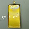 Brass Pendant Cabochon Setting, Rectangle, plated Inner Approx 