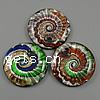 Moulding Lampwork Pendants, Flat Round, gold sand & silver foil Approx 6mm 