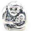 No Troll Thailand Sterling Silver European Beads, Monkey, without troll Approx 4.2-4.5mm 