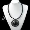 Cowhide Jewelry Necklace, with Resin & Zinc Alloy, Flat Round, nickel, lead & cadmium free Inch 