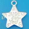 Sterling Silver Star Pendants, 925 Sterling Silver, word just for you, plated, with letter pattern Approx 1.5mm 