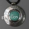 Turquoise Zinc Alloy Pendants, with turquoise, Flat Round, stripe, nickel, lead & cadmium free Approx 