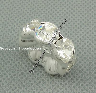 Wave Rondelle Rhinestone Spacer, Brass, plated, with rhinestone, more colors for choice, 22x9mm, Hole:Approx 4mm, Sold By PC