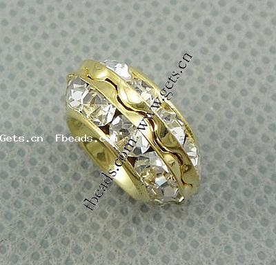 Rondelle Rhinestone Spacer, Brass, plated, with rhinestone, more colors for choice, 15x7mm, Hole:Approx 2mm, Sold By PC