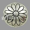 Zinklegierung flache Perlen, flache Runde, plattiert, mit Blumenmuster, keine, 12x5mm, Bohrung:ca. 1.5mm, verkauft von kg