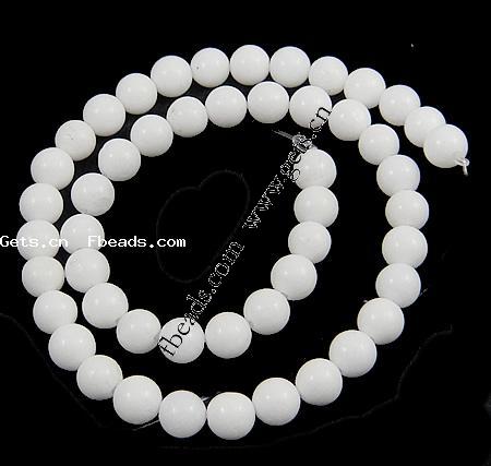 Jade White Bead, Round, more sizes for choice, Length:15 Inch, Sold By Strand