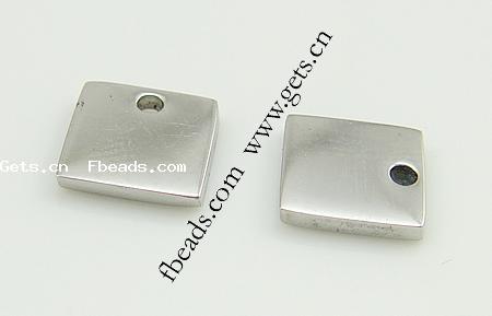 Encantos de etiqueta de acero inoxidable, Cuadrado, Modificado para requisitos particulares, color original, 6x6x1mm, agujero:aproximado 1mm, 2000PCs/Bolsa, Vendido por Bolsa