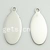 Stainless Steel Tag Charm, Flat Oval, Customized, original color Approx 1.5mm 
