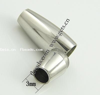 Round Stainless Steel Magnetic Clasp, Tube, plated, Customized, more colors for choice, 25x8mm, Hole:Approx 3mm, Sold By PC