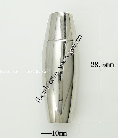 Round Stainless Steel Magnetic Clasp, Tube, plated, Customized, more colors for choice, 28.5x10mm, Hole:Approx 5mm, Sold By PC