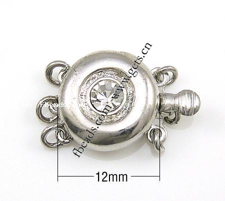 Zinc Alloy Box Clasp, Flat Round, plated, Customized & 3-strand, more colors for choice, 12x12x6mm, Hole:Approx 2mm, 500PCs/Bag, Sold By Bag