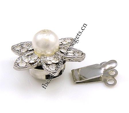 Zinc Alloy Box Clasp, Flower, plated, Customized & 3-strand & with rhinestone, more colors for choice, 18x15x10mm, Hole:Approx 1mm, 500PCs/Bag, Sold By Bag