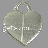Zinc Alloy Heart Pendants, plated cadmium free Approx Approx 
