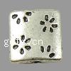 Zinc Alloy Flat Beads, Square, plated, with flower pattern Approx 1mm 