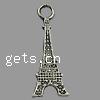 Zinc Alloy Building Pendants, Tower, plated cadmium free Approx 4mm, Approx 