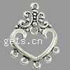 Zinc Alloy Chandelier Components, Heart, plated, 1/5 loop cadmium free Approx 1mm 