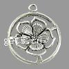 Zinc Alloy Flat Round Pendants, plated, with flower pattern cadmium free Approx 3mm 