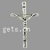 Colgantes de Aleación de Zinc en Forma Cruces, Cruz del crucifijo, chapado, más colores para la opción, libre de cadmio, 42x25x4mm, agujero:aproximado 1.5mm, Vendido por KG