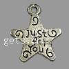 Zinc Alloy Message Pendants, Star, plated cadmium free Approx 1mm, Approx 