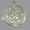 Zinc Alloy Flat Round Pendants, plated, with flower pattern cadmium free Approx 2mm, Approx 