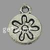 Zinc Alloy Flat Round Pendants, with flower pattern cadmium free Approx 2mm, Approx 