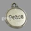 Zinc Alloy Message Pendants, Flat Round, plated cadmium free Approx 2mm, Approx 