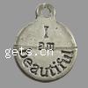 Zinc Alloy Message Pendants, Flat Round, plated cadmium free Approx 1.5mm, Approx 