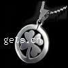 Stainless Steel Clover Pendant, Flat Round, original color 