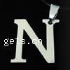 Pendentif de lettre en acier inoxydable, Lettre N, couleur originale Vendu par PC