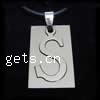 Stainless Steel Letter Pendant, Rectangle, with letter pattern, original color 