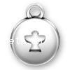 Sterling Silver Message Pendant, 925 Sterling Silver, Flat Round, plated, with dove pattern 