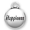 Sterling Silver Message Pendant, 925 Sterling Silver, Flat Round, word happiness, plated, with letter pattern 