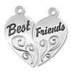 Sterling Silver Message Pendant, 925 Sterling Silver, Heart, word best friend, plated, with letter pattern 
