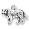 Sterling Silver Animal Pendants, 925 Sterling Silver, Leopard, plated, hammered 