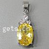 Cubic Zirconia Brass Pendants, Oval, plated, with cubic zirconia & faceted Approx 3-5mm 