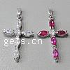 Cubic Zirconia Brass Pendants, Cross, plated, with cubic zirconia & faceted Approx 3-5mm 