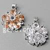 Cubic Zirconia Brass Pendants, Flower, plated, with cubic zirconia & faceted Approx 3-5mm 