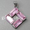 Cubic Zirconia Brass Pendants, Rhombus, plated, with cubic zirconia & faceted Approx 3-5mm 