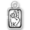 Sterling Silver Message Pendant, 925 Sterling Silver, Rectangle, plated, with letter pattern 