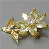 Cubic Zirconia Brooch, Brass, Flower, real gold plated, with cubic zirconia & faceted 