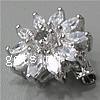 Cubic Zirconia Brooch, Brass, Flower, platinum plated, with cubic zirconia 
