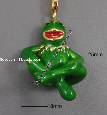 Zinc Alloy Enamel Pendants, Frog, plated, more colors for choice, 25x18x12mm, Hole:Approx 2mm, Sold By PC