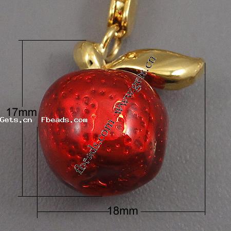 Zinc Alloy Enamel Pendants, Apple, plated, more colors for choice, 18x17x13mm, Hole:Approx 2mm, Sold By PC