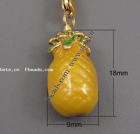 Zinc Alloy Enamel Pendants, Pineapple, plated, more colors for choice, 18x9mm, Hole:Approx 2mm, Sold By PC