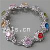 Cubic Zirconia Brass Bracelets, silver color plated, with cubic zirconia, multi-colored .5 Inch 